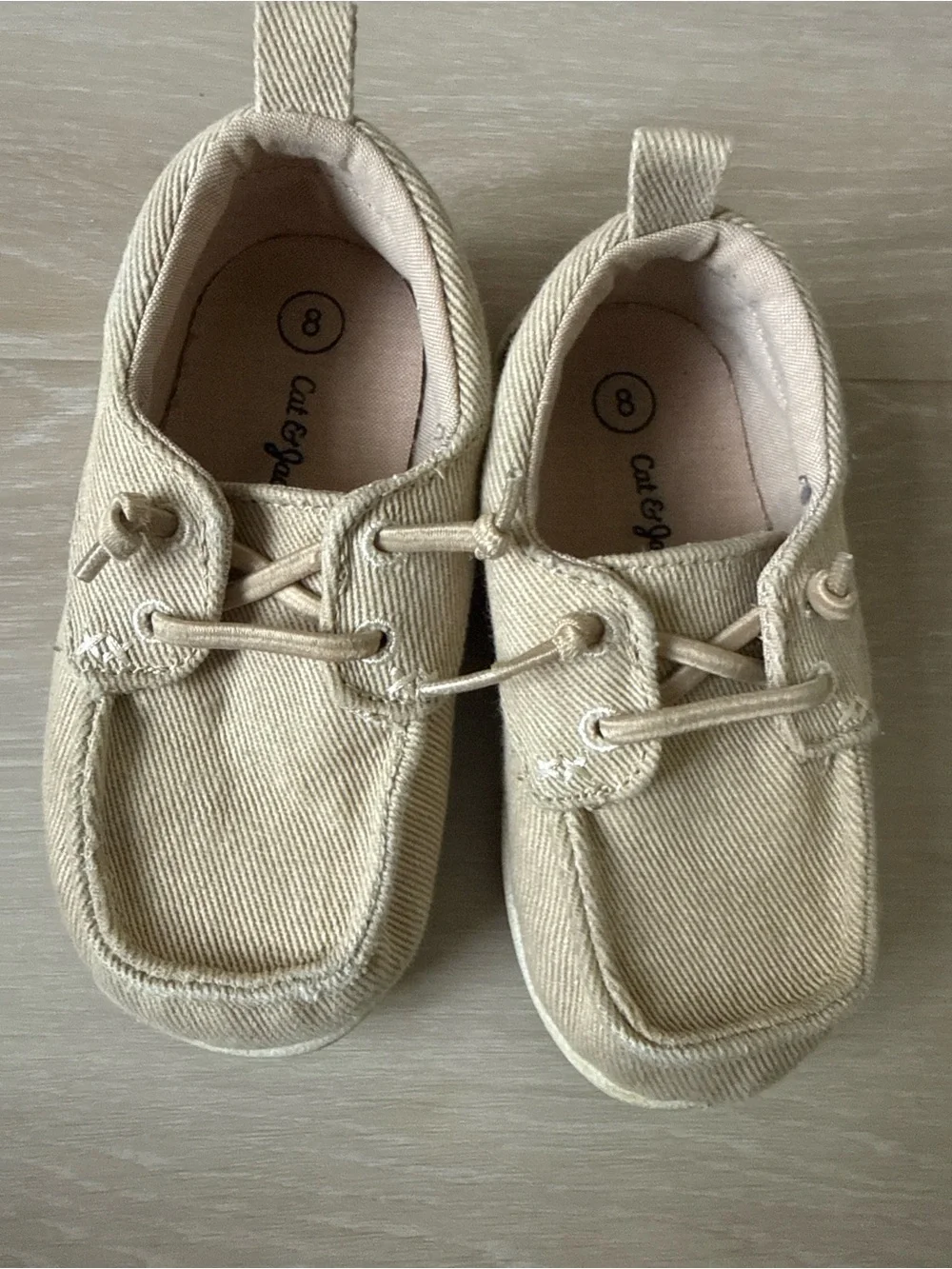Cat & Jack Beige Canvas Kids Moccasins
